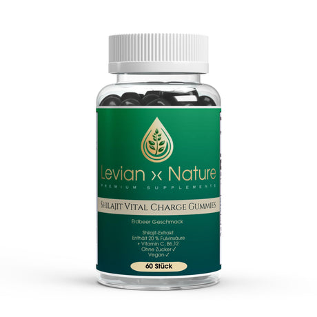 Shilajit Vital Charge Gummies (20% Fulvinsäure) Erdbeere – 60 Stück
